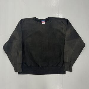 Vintage Y2k Champion Black Faded Reverse Weave Sweatshirt